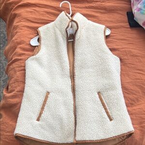 Old Navy Cream and Tan Sherpa Vest